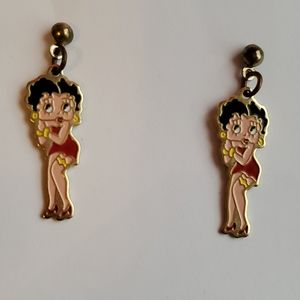 Goldtone Betty Boop Vintage Earrings